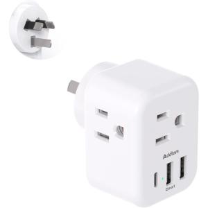 imageAddtam Italy Travel Power Adapter 3 Prong Grounded Plug with 3 USB Charging Ports1 USB C Ports Type L Outlet Adaptor Charger for USA to Italy Uruguay Chile ItalianType I Australia China  1 Pack