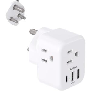 imageAustralia New Zealand Power Plug Adapter Australia Travel Adapter with 3 American Outlets 3 USB Charging Ports 1 USB C Type I Plug Adapter for US to Australia Argentina ChinaType D India  1 Pack