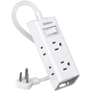 imageCruise Essentials  Flat Plug Power Strip Addtam 5 ft Ultra Flat Extension Cord with 6 Outlets Extender No Surge Protector for Cruise Ship Travel Dorm Home Office ETL ListedWhite