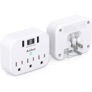 imageCruise Ship Essentials  Cruise Approved Power Strip Non Surge Protector Travel Plug Adapter with 3 Outlets 4 USB 2 USBC Foldable Outlet Extender for Travel Cruise Must HavePD 20W