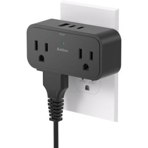 imageCruise Ship Essentials Travel Power Strip  No Surge Protector Cruise Approved Outlet Extender Multi Plug Outlet with 4 AC Outlets 3 USB 2 USB C 3 Sides Plug Adapter for Travel Cruise EssentialsBlack
