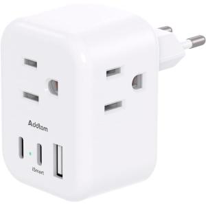 imageEuropean Travel Plug Adapter Addtam International Power Adapter with 3 Outlets 3 USB Charging Ports2 USB C Type C Adapter Travel Essentials to Most Europe EU Spain Italy FranceType C Most of Europe  1 Pack