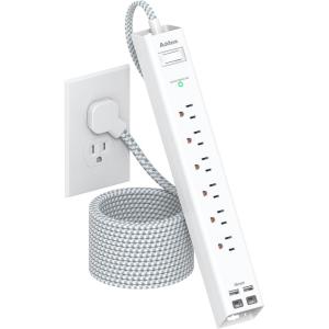 imagePower Strip Surge Protector with USB C  Flat Plug Extension Cord with 6 AC Outlets 4 USB 2 USB C Wall Mount 5ft 900 J Multi Plug Outlet Extender for Home Office Dorm Room Essentials10 FT