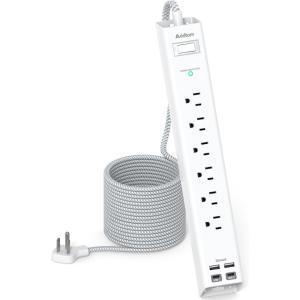imagePower Strip Surge Protector with USB C  Flat Plug Extension Cord with 6 AC Outlets 4 USB 2 USB C Wall Mount 5ft 900 J Multi Plug Outlet Extender for Home Office Dorm Room Essentials20 FT