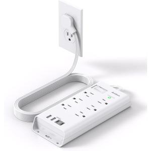 imageSurge Protector Power Strip Addtam Flat Plug Extension Cord with 6 Outlet 4 USB Ports 2 USB C 5FT Outlet Extender Strip for Home Office College Dorm Room Essentials5 FT