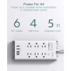 imageSurge Protector Power Bar 5 FT Flat Plug Extension Cord Indoor Power Strip with 6 Outlets Charger 4 USB Ports2 USB C Desktop Charging Station for Home Office Dorm