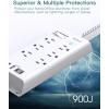 imageSurge Protector Power Bar 5 FT Flat Plug Extension Cord Indoor Power Strip with 6 Outlets Charger 4 USB Ports2 USB C Desktop Charging Station for Home Office Dorm