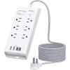 imageSurge Protector Power Bar 5 FT Flat Plug Extension Cord Indoor Power Strip with 6 Outlets Charger 4 USB Ports2 USB C Desktop Charging Station for Home Office Dorm