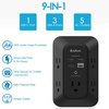 image:imageAddtam 5Outlet Extender Surge Protector Multi Plug Wall Outlet with 4 USB Wall Charger2 USB C Outlet Splitter Power Strip for Home Office Dorm Room Essentials Plug Extension Outlet 1800J Black1C3A No PD