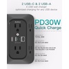 image:imageAddtam 6Outlet Extender Surge Protector Multi Plug Wall Outlet with 4 USB Wall Charger2 USB C Ports Plug Extension Outlet with 1800J Outlet Splitter Power Strip for Home Office BlackBlack