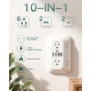 image:imageAddtam 6Outlet Extender Surge Protector Multi Plug Wall Outlet with 4 USB Wall Charger2 USB C Ports Plug Extension Outlet with 1800J Outlet Splitter Power Strip for Home Office BlackWhite 2PCS