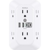 image:imageAddtam 6Outlet Extender Surge Protector Multi Plug Wall Outlet with 4 USB Wall Charger2 USB C Ports Plug Extension Outlet with 1800J Outlet Splitter Power Strip for Home Office BlackWhite
