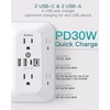 image:imageAddtam 6Outlet Extender Surge Protector Multi Plug Wall Outlet with 4 USB Wall Charger2 USB C Ports Plug Extension Outlet with 1800J Outlet Splitter Power Strip for Home Office BlackWhite