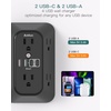 image:imageAddtam 6Outlet Extender Surge Protector Multi Plug Wall Outlet with 4 USB Wall Charger2 USB C Ports Plug Extension Outlet with 1800J Outlet Splitter Power Strip for Home Office BlackBlack 2PCS