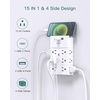 image:imageAddtam Multi Plug Wall Outlet Surge Protector Wall Mount with 12 Outlet Extender 4 Sides and 3 USB Ports 1 USBC Outlet Splitter Power Strip for Home Office Dorm Room Essentials BlackWhite