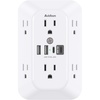 image:imageAddtam 6Outlet Extender Surge Protector Multi Plug Wall Outlet with 4 USB Wall Charger2 USB C Ports Plug Extension Outlet with 1800J Outlet Splitter Power Strip for Home Office BlackWhite