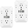 image:imageAddtam 6Outlet Extender Surge Protector Multi Plug Wall Outlet with 4 USB Wall Charger2 USB C Ports Plug Extension Outlet with 1800J Outlet Splitter Power Strip for Home Office BlackWhite 2PCS
