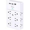image:imageAddtam Multi Plug Wall Outlet Surge Protector Wall Mount with 12 Outlet Extender 4 Sides and 3 USB Ports 1 USBC Outlet Splitter Power Strip for Home Office Dorm Room Essentials BlackWhite