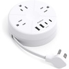 image:imageAddtam Travel Esstentials  Cruise Approved Power Strip with 5ft Retractable Cord Ultra Thin Flat Plug 3 Outlets 4 USB 2 USB C Non Surge Protector for TravelCruiseHomeDormOffice ETL ListedWhite