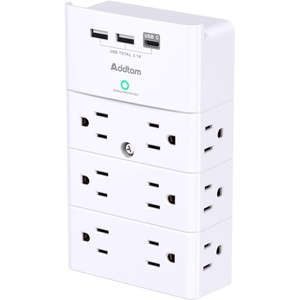 image:imageAddtam Multi Plug Wall Outlet Surge Protector Wall Mount with 12 Outlet Extender 4 Sides and 3 USB Ports 1 USBC Outlet Splitter Power Strip for Home Office Dorm Room Essentials BlackWhite