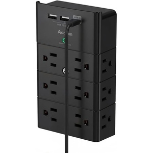 image:imageAddtam Multi Plug Wall Outlet Surge Protector Wall Mount with 12 Outlet Extender 4 Sides and 3 USB Ports 1 USBC Outlet Splitter Power Strip for Home Office Dorm Room Essentials BlackBlack