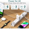 image:imageAddtam 15ft Power Strip Surge Protector 6 Outlets and 4 USB Ports 2 USB C 15 ft Long Extension Cord with Ultra Flat Plug Wall Mount Desktop Charging Station for Home Office Dorm RoomWhite  Grey