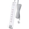 image:imageAddtam 15ft Power Strip Surge Protector 6 Outlets and 4 USB Ports 2 USB C 15 ft Long Extension Cord with Ultra Flat Plug Wall Mount Desktop Charging Station for Home Office Dorm RoomWhite  Grey