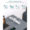 image:imageAddtam 15ft Power Strip Surge Protector 6 Outlets and 4 USB Ports 2 USB C 15 ft Long Extension Cord with Ultra Flat Plug Wall Mount Desktop Charging Station for Home Office Dorm RoomWhite  Grey