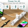 image:imageAddtam 15ft Power Strip Surge Protector 6 Outlets and 4 USB Ports 2 USB C 15 ft Long Extension Cord with Ultra Flat Plug Wall Mount Desktop Charging Station for Home Office Dorm RoomWhite  White