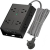 image:imageAddtam Surge Protector Power Strip 8 Widely Outlets with 4 USB Ports 2 USB C 15ft Extension Cord with Multiple Outlets 3 Side Outlet Extender Flat Plug Wall Mount ETL WhiteBlack