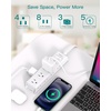 image:imageAddtam White Braided Power Strip Surge Protector with 12 Outlets Flat Plug 6FT Extension Cord 3Side Wide Spaced Outlet Extender Wall Mount Desk Charging Station for Home Office GarageWhite
