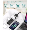 image:imageAddtam White Braided Power Strip Surge Protector with 12 Outlets Flat Plug 6FT Extension Cord 3Side Wide Spaced Outlet Extender Wall Mount Desk Charging Station for Home Office GarageBlack