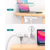 image:imageAddtam White Braided Power Strip Surge Protector with 12 Outlets Flat Plug 6FT Extension Cord 3Side Wide Spaced Outlet Extender Wall Mount Desk Charging Station for Home Office GarageWhite