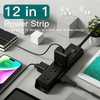 image:imageAddtam White Braided Power Strip Surge Protector with 12 Outlets Flat Plug 6FT Extension Cord 3Side Wide Spaced Outlet Extender Wall Mount Desk Charging Station for Home Office GarageBlack