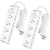 image:imageAddtam White Braided Power Strip Surge Protector with 12 Outlets Flat Plug 6FT Extension Cord 3Side Wide Spaced Outlet Extender Wall Mount Desk Charging Station for Home Office GarageWhite