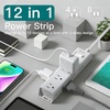 image:imageAddtam White Braided Power Strip Surge Protector with 12 Outlets Flat Plug 6FT Extension Cord 3Side Wide Spaced Outlet Extender Wall Mount Desk Charging Station for Home Office GarageWhite