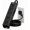 image:imageAddtam White Braided Power Strip Surge Protector with 12 Outlets Flat Plug 6FT Extension Cord 3Side Wide Spaced Outlet Extender Wall Mount Desk Charging Station for Home Office GarageBlack