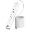image:imageAddtam 15ft Power Strip Surge Protector 6 Outlets and 4 USB Ports 2 USB C 15 ft Long Extension Cord with Ultra Flat Plug Wall Mount Desktop Charging Station for Home Office Dorm RoomWhite  White