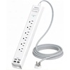 image:imageAddtam 15ft Power Strip Surge Protector 6 Outlets and 4 USB Ports 2 USB C 15 ft Long Extension Cord with Ultra Flat Plug Wall Mount Desktop Charging Station for Home Office Dorm RoomWhite  Grey