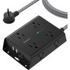 image:imageAddtam Surge Protector Power Strip 8 Widely Outlets with 4 USB Ports 2 USB C 15ft Extension Cord with Multiple Outlets 3 Side Outlet Extender Flat Plug Wall Mount ETL WhiteBlack