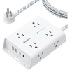 image:imageAddtam Surge Protector Power Strip 8 Widely Outlets with 4 USB Ports 2 USB C 15ft Extension Cord with Multiple Outlets 3 Side Outlet Extender Flat Plug Wall Mount ETL WhiteWhite