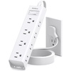 image:imageAddtam White Braided Power Strip Surge Protector with 12 Outlets Flat Plug 6FT Extension Cord 3Side Wide Spaced Outlet Extender Wall Mount Desk Charging Station for Home Office GarageWhite