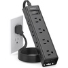 image:imageAddtam White Braided Power Strip Surge Protector with 12 Outlets Flat Plug 6FT Extension Cord 3Side Wide Spaced Outlet Extender Wall Mount Desk Charging Station for Home Office GarageBlack