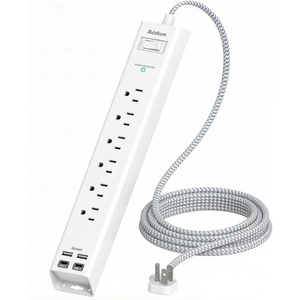 image:imageAddtam 15ft Power Strip Surge Protector 6 Outlets and 4 USB Ports 2 USB C 15 ft Long Extension Cord with Ultra Flat Plug Wall Mount Desktop Charging Station for Home Office Dorm RoomWhite  Grey