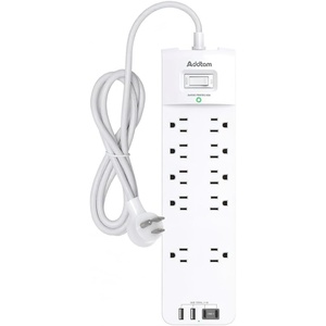 image:imageAddtam Power Strips with Surge Protection 15FT Long Extension Cord with Multiple Outlets Surge Protector Power Strip with 10 Outlets and 4 USB Ports2 USB C Flat Plug 2700J BlackWhite
