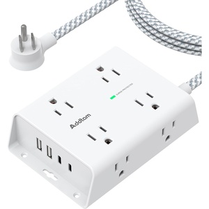 image:imageAddtam Surge Protector Power Strip 8 Widely Outlets with 4 USB Ports 2 USB C 15ft Extension Cord with Multiple Outlets 3 Side Outlet Extender Flat Plug Wall Mount ETL WhiteWhite