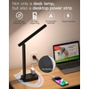image:imageAddtam Desk Lamp with Pen Holder LED Desk Lamps for Home Office Power Strip with 3 Outlets 4 USB Charging Ports2 USBC 3 Color Modes Touch Lamp Study Lamps for College Dorm Room Essentials WhiteBlack