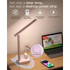 image:imageAddtam Desk Lamp with Pen Holder LED Desk Lamps for Home Office Power Strip with 3 Outlets 4 USB Charging Ports2 USBC 3 Color Modes Touch Lamp Study Lamps for College Dorm Room Essentials WhitePink