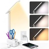 image:imageAddtam Desk Lamp with Pen Holder LED Desk Lamps for Home Office Power Strip with 3 Outlets 4 USB Charging Ports2 USBC 3 Color Modes Touch Lamp Study Lamps for College Dorm Room Essentials WhiteWhite Pro
