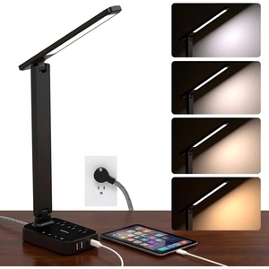 image:imageAddtam Desk Lamp with Pen Holder LED Desk Lamps for Home Office Power Strip with 3 Outlets 4 USB Charging Ports2 USBC 3 Color Modes Touch Lamp Study Lamps for College Dorm Room Essentials WhiteBlack Pro